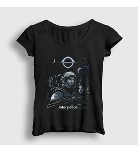 Presmono Kadın Siyah Cover Film interstellar T-Shirt 245718tt