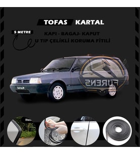 Tofaş Kartal Oto Araç Kapı Koruma Fitili 5metre Parlak Siyah Renk