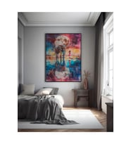 Kanvas Tablo Neon Renklerin Işıltısında Fil Ve Minik Çocuk Dekoratif Kanvas Tablo 70 X 100