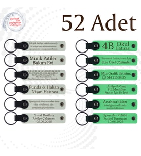 Beyaz & Fıstık Yeşili, Doğum Günü Partilerine Küçük Anı, 52’li Set, Kişiselleştirilebilir Anahtarlık