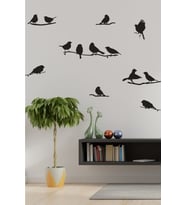 Dalda Kuş Dekoratif Duvar Sticker (Siyah)