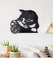 Gowpenart Top Oynayan Kedi Ev&Ofis Metal Duvar Tablosu