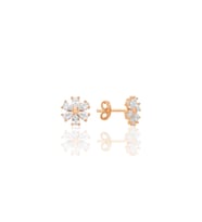 Gümüş rose zirkon taşlı kristal çiçek küpe SGTL12662ROSE