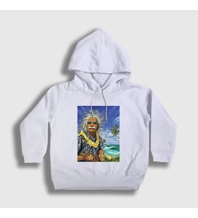 Presmono Unisex Çocuk Beyaz Hawaii Albert Einstein Kapüşonlu Sweatshirt 334181tt