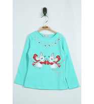 Toontoy Kız Çocuk T-Shirt Yaka İnci Taş (Mint Yeşili)