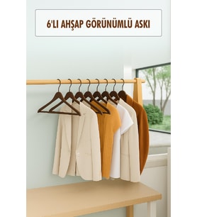 6?lı Ahşap Görünümlü Askı Kahve 44 cm