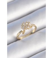 Pirinç Gold Renk Zirkon Taşlı Kadın Yüzük TJ-BYK3442