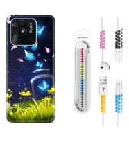 Xiaomi Poco X3 Pro M4 Pro X4 Pro C40 10C Kılıf Kablo Koruma Spiral Silikon Neon Butterflys 1309