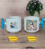 Kadın İngilizce Öğretmeni Kupa Bardak Fotoğraflı T Mavi Kulplu Öğretmenler Günü Hediyesi