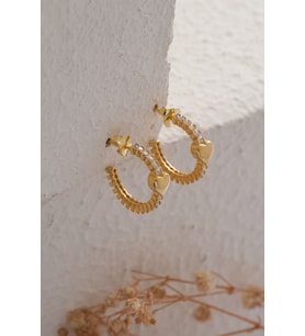 925 Ayar Gümüş Kalpli Küpe - Gold