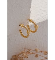 925 Ayar Gümüş Kalpli Küpe - Gold