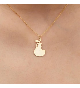 Kişiye Özel 925 Ayar Gümüş Armut Model Kolye (Gold)