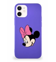 Apple iPhone 12 Mini Soft Premier Kapak Minnie Mouse-B Tasarımlı Silikon Kılıf - Mor (Şeffaf)