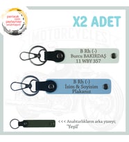 Yolların Maceracıları İçin İsim Plaka ve B Rh (-) Kan Grubu Özel x2 Set Anahtarlık, Mavi-Beyaz-Ysl