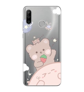 Huawei P30 Lite Uyumlu Tatlı Ayıcık Desenli Şeffaf Telefon Kılıfı