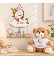 Kişiye Özel Bebek Kapı Süsü (Peluş Ayıcık Hediyeli) – Baby Shower / Hastane Odası