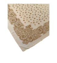 Mısırlı Eşarpları Etnik Desenli Nakışlı Şifon Eşarp (Krem)