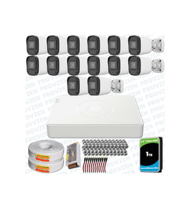 Provzen Hikvision Unv 14'lü Full HD Güvenlik Kamerası Set Gece Görüş, Mikrofon, Olay Anında Bildirim