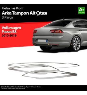 VW Passat B8.5 Krom Arka Tampon Alt Çıtası 3 Parça 2019 2020 2021 2022 2023