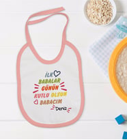 BK Kids Kişiye Özel Pembe Bebek Mama Önlüğü - Model 11