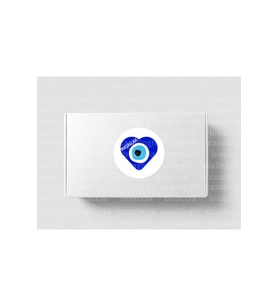MAŞALLAH Etiketi Nazar Değmesin Yuvarlak Kalp Mat Sticker Dua Bebek Partisi Kutlama 4 Cm (90 Adet)