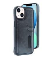 iPhone 14 Kılıf Sara Kartvizitli Deri Kılıf - Siyah