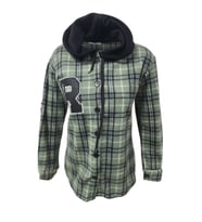Viya V01219 Kadın Polar Kareli Düğmeli Kapüşonlu Sweatshirt - Siyah - ST01219-Siyah-M (Siyah)