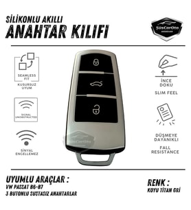 Volkswagen Passat B6 B7 Uyumlu Silikon Anahtar Kılıfı Oto Anahtar Kabı Darbe Emici Anahtarlık