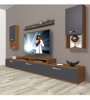 Decoraktiv Ekoflex 270DA Mdf Tv Ünitesi Tv Sehpası - Ceviz Antrasit (Antrasit - Ceviz)
