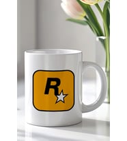 Rockstar Tasarımlı 330ml Baskılı Beyaz Seramik Kupa Bardak