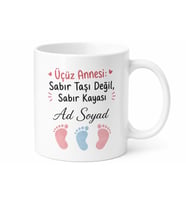 Üçüz Annelerine Sabır Taşı Esprili Dev Boy Çay Kupası Hediye Bardak