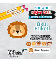Okul Etiketi İsme Özel Kalem Defter Etiketi (ANİMAL -2) -190 Adet