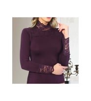 Kadın  Kol Ve Yaka Dantelli Body (Mor)