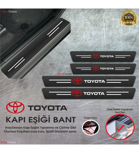 Toyota Logolu Karbon Kapı Eşiği Koruyucu Suni Deri 4'lü Set