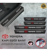 Toyota Logolu Karbon Kapı Eşiği Koruyucu Suni Deri 4'lü Set
