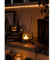 Halloween Temalı El Figürlü Mumluk ve Tütsülük Pilli Mum Uyumlu Halloween Temalı Ev Dekorasyonu Objesi