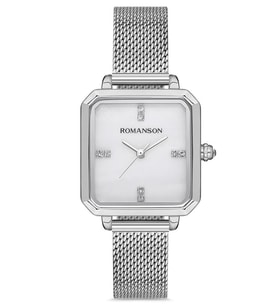 ROMANSON RM0B14LLWWMS2W HASIR KORDON GÜMÜŞ METAL KADIN KOL SAATİ (Gri)
