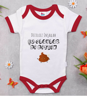 BK Kids Düzelcez İnşallah Tasarımlı Kırmızı Bebek Body Zıbın-1