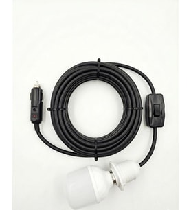 Araç çakmak girişli 30W 12V Led Ampul,lü E27 Duylu Anahtarlı Araç,Karavan,Kamp Seyyar Lamba 12/16A 2 X1,5mm TTR Bakır 10 Mt-Siyah