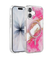 Onegif Apple iPhone 17 Lotus Simli Magsafe Kapak - Pembe