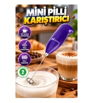 Mini Pilli Portatif Süt ve Kahve Köpürtücü El Mikseri Cappuccino Latte Frappe Karıştırıcı