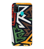Samsung Galaxy M21 Kapak  Soyut Grafiti Tasarımlı Şeffaf Silikon Kılıf