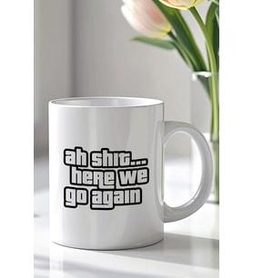 San Andreas Tasarımlı 330ml Baskılı Beyaz Seramik Kupa Bardak