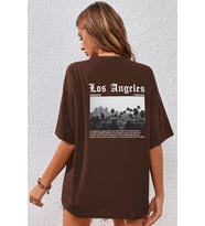 Unisex Los Angles Tasarım Tshirt (Kahverengi)