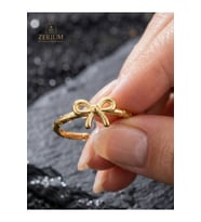 Fiyonk Model Ayarlanabilir Çelik Kadın Yüzük (Gül Kurusu-Altın)
