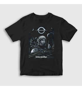 Presmono Unisex Çocuk Siyah Cover Film interstellar T-Shirt 245711tt