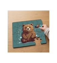 Sevimli Kahverengi Ayıcık Tasarımlı 24 Parça Ahşap Çocuk Puzzle MPK0053