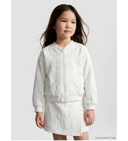 LCW Kids Ekru Bisiklet Yaka Desenli Kız Çocuk Fermuarlı Sweatshirt