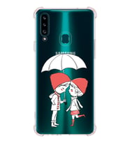 Samsung Galaxy  A20s Uyumlu Köşe Korumalı Antişok Kapak Aşk Tasarımlı Şeffaf Silikon Kılıf