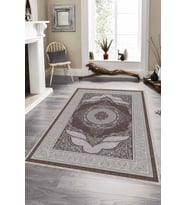 Bej Klasik Göbekli Kaymaz Tabanlı Dekoratif Halı MK50 - 100 x 160 cm